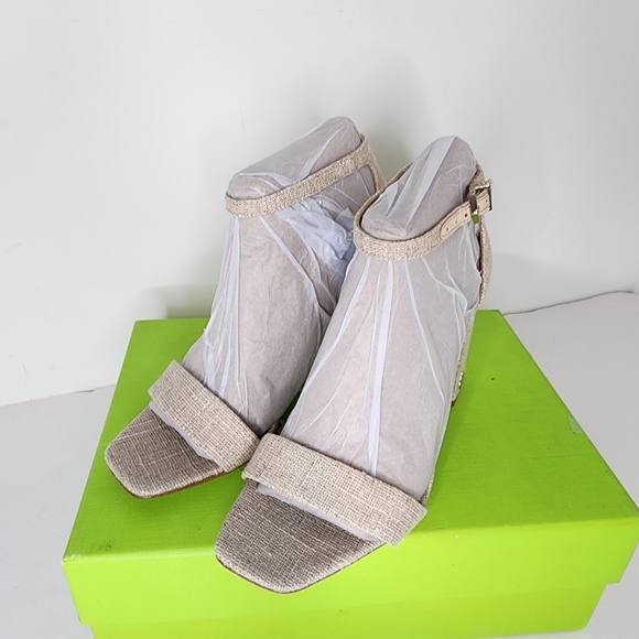 Sam Edelman Shoes - Sam Edelman Daniella Natural Glitter Open Toe Beige Women's Heels Size 5.5